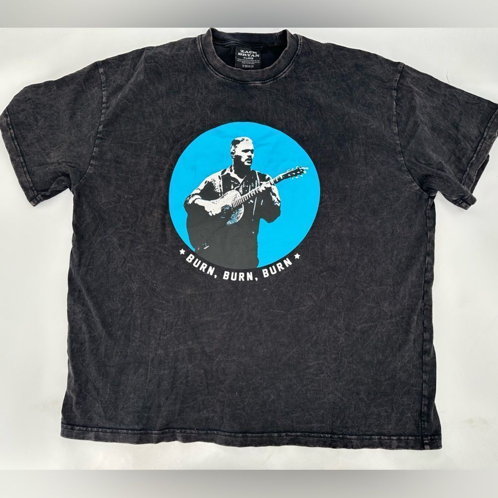 Zach Bryan Burn Burn Burn Tour T-Shirt XL 2023 Concert Tee Washed Black
